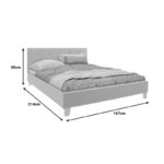 Mago bed, cream fabric with natural wood leg, 160x200cm - Image 6