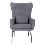 Armchair Rimbo light grey velvet fabric-metal black leg 66x81x102cm - Image 2