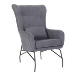 Armchair Rimbo light grey velvet fabric-metal black leg 66x81x102cm