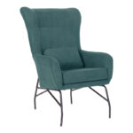 Armchair Rimbo green velvet fabric-black metal  leg 66x81x102cm