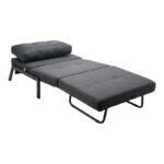 Armchair-bed Fancy fabric in anthracite shade and black metal leg 95x98x70cm - Слика 3