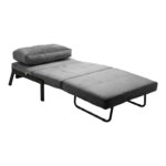 Armchair-bed Fancy velvet in anthracite shade and black metal leg 95x98x70cm - Слика 3