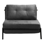 Armchair-bed Fancy velvet in anthracite shade and black metal leg 95x98x70cm - Слика 5