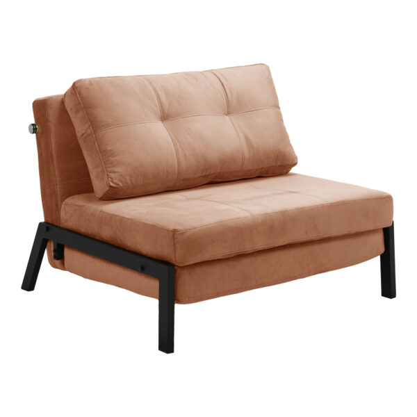 Armchair-bed Fancy velvet in rotten apple shade and black metal leg 95x98x70cm