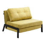 Armchair-bed Fancy velvet in yellow shade and black metal leg 95x98x70cm