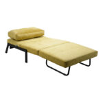 Armchair-bed Fancy velvet in yellow shade and black metal leg 95x98x70cm - Слика 3