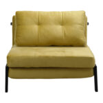 Armchair-bed Fancy velvet in yellow shade and black metal leg 95x98x70cm - Слика 5