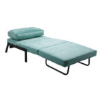 Armchair-bed Fancy velvet in ciel shade and black metal leg 95x98x70cm - Слика 4