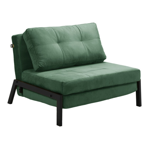 Armchair-bed Fancy velvet in dark green shade and black metal leg 95x98x70cm
