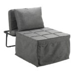 Stool-bed Grejio fabric in grey shade and black metal leg 70x70x45cm - Слика 2