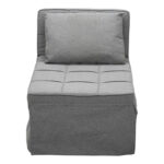 Stool-bed Grejio fabric in grey shade and black metal leg 70x70x45cm - Слика 4