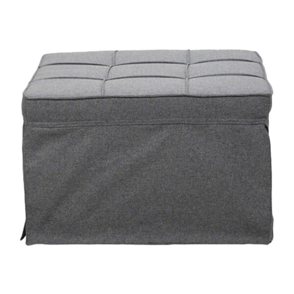 Stool-bed Grejio fabric in grey shade and black metal leg 70x70x45cm