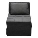 Stool-bed Grejio fabric in dark grey shade and black metal leg 70x70x45cm - Слика 4