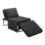 Stool-bed Grejio fabric in dark grey shade and black metal leg 70x70x45cm - Слика 5