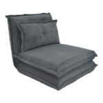 Armchair-bed Vendy velvet in dark grey color 90x83x68cm