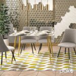 Dining table Paris glass 8mm marble pattern-golden 120x80x75cm - Image 2