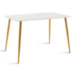 Dining table Paris glass 8mm marble pattern-golden 120x80x75cm