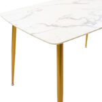 Dining table Paris glass 8mm marble pattern-golden 120x80x75cm - Image 4
