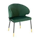 Chair Nalu velvet dark green-black golden leg