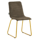 Chair Amalia metal golden with velvet brown