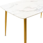 Dining table Paris glass 8mm white marble-golden 150x80x75cm - Слика 3