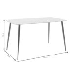Dining table Paris glass 8mm white marble-golden 150x80x75cm - Слика 5