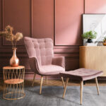 Maddison armchair with footrest-cushion velvet rotten apple-natural 68x72x98cm - Слика 2