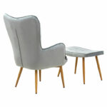 Maddison armchair with footrest-cushion velvet grey-natural 68x72x98cm - Image 2