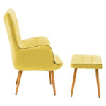 Maddison armchair with footrest-cushion velvet yellow-natural 68x72x988cm - Image 3