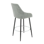 Bar Stool Cody metal black legs - fabric antique light grey color - Слика 2
