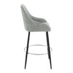 Bar Stool Cody metal black legs - fabric antique light grey color - Слика 3