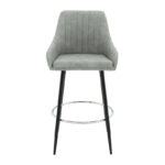 Bar Stool Cody metal black legs - fabric antique light grey color - Слика 4
