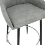 Bar Stool Cody metal black legs - fabric antique light grey color - Слика 6