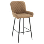Bar Stool Delicacy metal black legs- fabric antique brown color 49x53x98cm