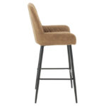 Bar Stool Delicacy metal black legs- fabric antique brown color 49x53x98cm - Image 3