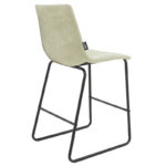 Bar Stool Desirable metal black legs-fabric antique light grey color - Слика 2