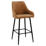 Барска столица Empower метални црни ногарки - ткаенина античко кафеава боја