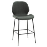 Барска столица Impel метални црни ногарки - ткаенина темно сива