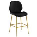 Барска столица Impel метални златни ногарки - кадифено црна