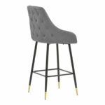 Bar Stool Lithe metal golden black legs-velvet grey 47x44x98cm - Слика 2