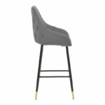 Bar Stool Lithe metal golden black legs-velvet grey 47x44x98cm - Слика 3