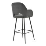 Bar stool Renish bouclé grey-metallic black leg 51x57x114cm - Image 2