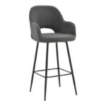 Bar stool Renish bouclé grey-metallic black leg 51x57x114cm