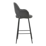 Bar stool Renish bouclé grey-metallic black leg 51x57x114cm - Image 3
