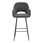 Bar stool Renish bouclé grey-metallic black leg 51x57x114cm - Image 4