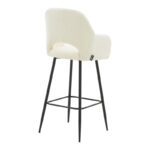 Bar stool Renish ivary teddy fabric-metal black leg 51x57x114cm - Слика 2