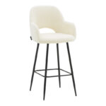 Барска столица Renish во боја на теди ткаенина со метална црна нога 51x57x114 см