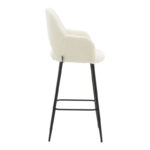 Bar stool Renish ivary teddy fabric-metal black leg 51x57x114cm - Слика 3