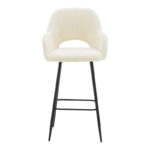 Bar stool Renish ivary teddy fabric-metal black leg 51x57x114cm - Слика 4