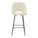 Bar stool Renish ivary teddy fabric-metal black leg 51x57x114cm - Слика 5